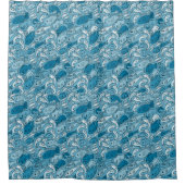 Happy Fish Pattern Blauer Duschvorhang (Vorderseite)