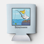 Happy Fish pelican Cartoon Dosenkühler (Rückseite)