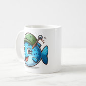 Happy Fishing Buddy Cartoon Fish Kaffeetasse (Vorderseite Links)