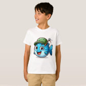 Happy Fishing Buddy Cartoon Fish T-Shirt (Vorne ganz)
