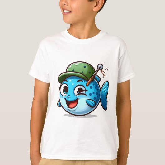 Happy Fishing Buddy Cartoon Fish T-Shirt (Vorderseite)