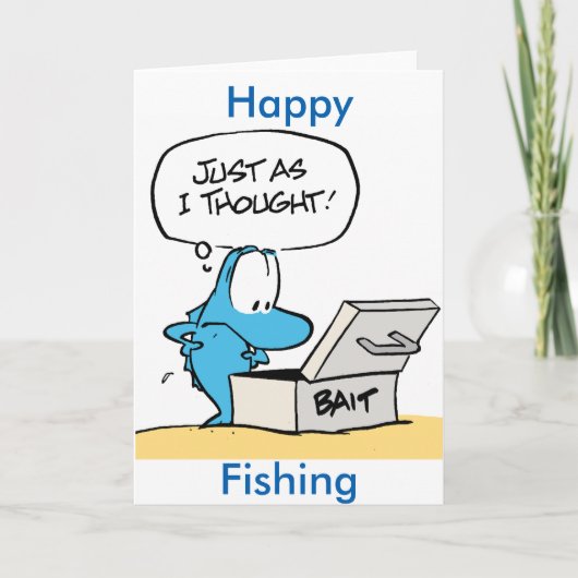 Happy Fishing Cartoon Greeting Card Karte (Vorderseite)