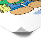 Happy Fishing Fisherman Bear Poster (Ecke)