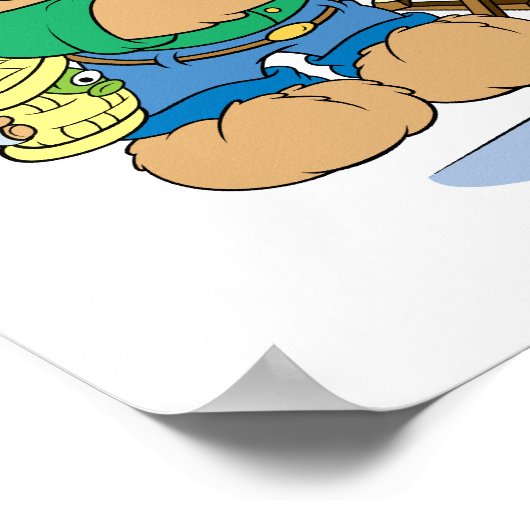 Happy Fishing Fisherman Bear Poster (Ecke)