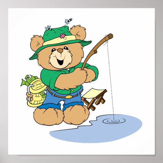 Happy Fishing Fisherman Bear Poster (Vorne)
