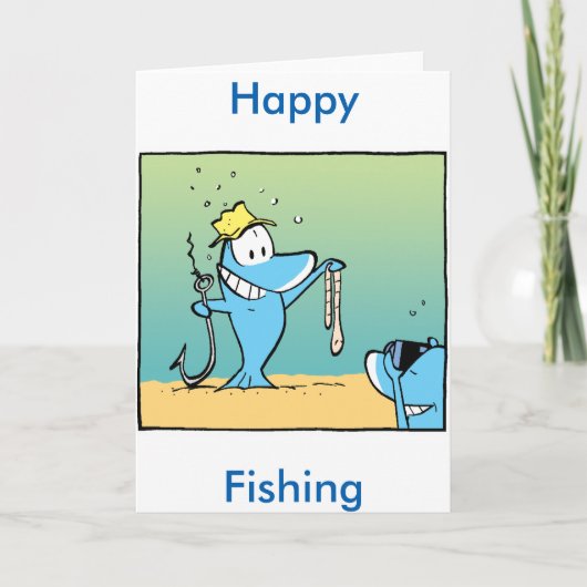 Happy Fishing Funny Greeting Card Karte (Vorderseite)