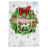 Happy Fishing Holidays Funny Fish Wreath Mittlere Geschenktüte (Rückseite)