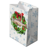 Happy Fishing Holidays Funny Fish Wreath Mittlere Geschenktüte (Rückseite Schrägansicht)