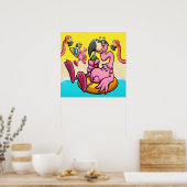 Happy Flamingo Photobombed Poster (Küche)