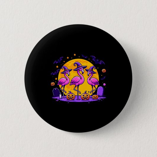Happy Flamingoween Funny Flamingo Halloween Costum Button (Vorderseite)