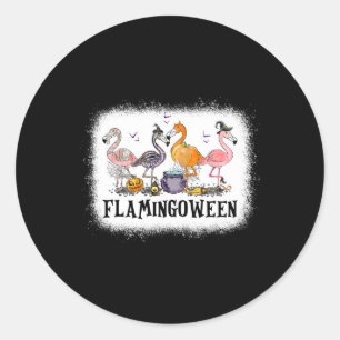Happy Flamingoween Pink Flamingo Halloween Skeleto Runder Aufkleber