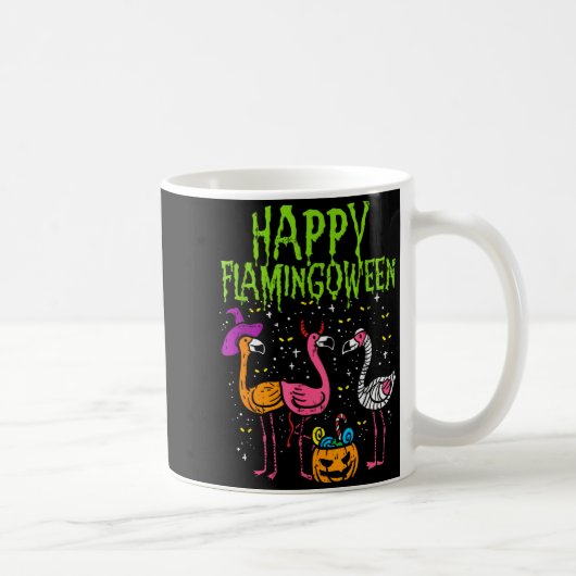 Happy Flamingoween Y Flamingos Funny Halloween Cos Kaffeetasse (Rechts)