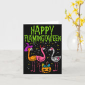 Happy Flamingoween Y Flamingos Funny Halloween Cos Karte (Gelbe Blume)