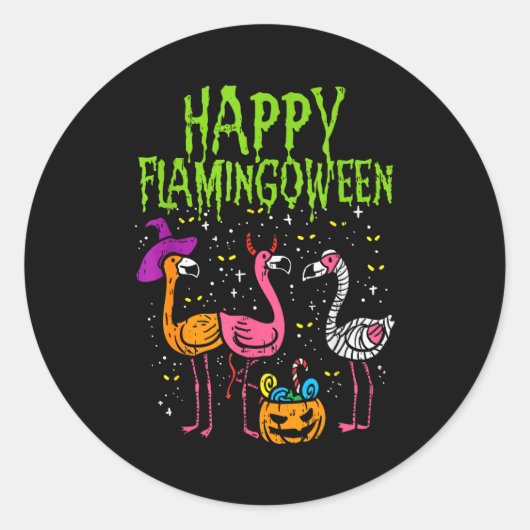 Happy Flamingoween Y Flamingos Funny Halloween Cos Runder Aufkleber (Vorderseite)