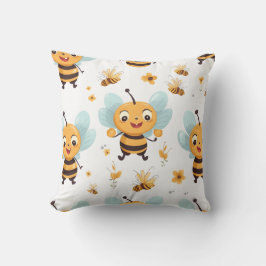 Happy fliegende Biene mit gelben und schwarzen Str Kissen
