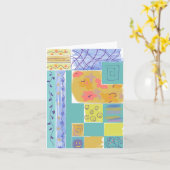 Happy Floral Stripey Blocks Notecard Karte (Gelbe Blume)