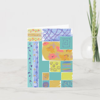 Happy Floral Stripey Blocks Notecard Karte