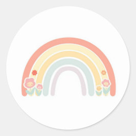 Happy Flower Faces Pastel Rainbow Favor Sticker