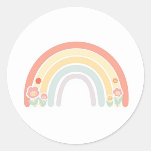 Happy Flower Faces Pastel Rainbow Favor Sticker (Vorderseite)