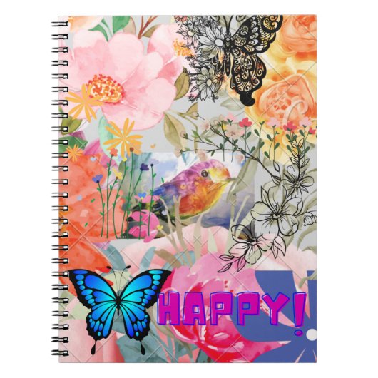 Happy Flower Power Notizblock (Vorderseite)