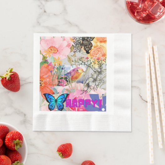 Happy Flower Power Serviette (Beispiel)