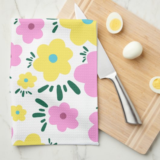 Happy Flowers Geschirrtuch (Viertel Falte)