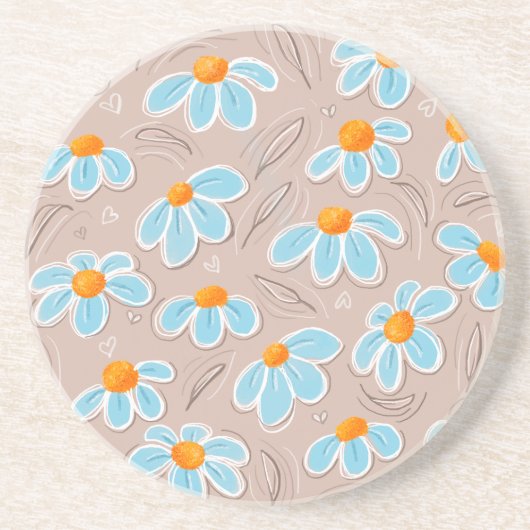 Happy Flowers Sandstone Getränkeuntersetzer (Vorne)