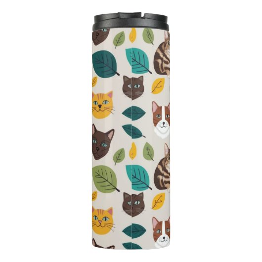 Happy Flowers & Smiling Creatures Digital Print - Thermosbecher (Rückseite)