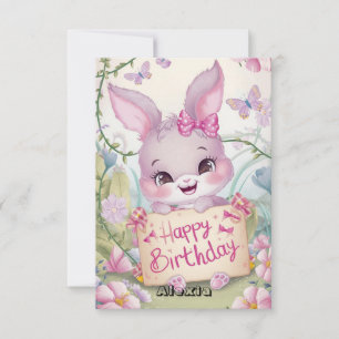 Happy Fluffy Bunny Digital Geburtstag Karte