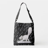 Happy Fluffy Schwanz White Cat Dancing on Piano Ke Tragetaschen Mit Langen Trägern (Rückseite)