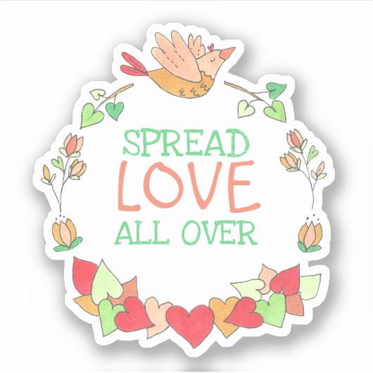 Happy Flying Bird-Spread-Liebe über Niedliche Stic Aufkleber (Vorderseite)