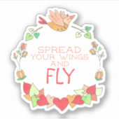 Happy Flying Bird verbreitet Ihre Flügel und Flieg Aufkleber (Vorderseite)