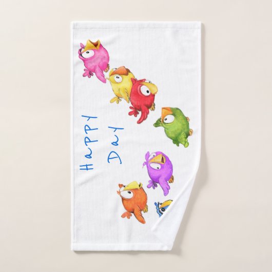 Happy Flying Birds Bath Handtücher - Custom Text (Handtuch)