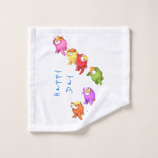 Happy Flying Birds Bath Handtücher - Custom Text (Waschlappen)