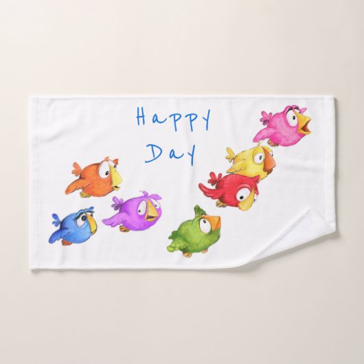 Happy Flying Birds Bath Handtücher - Custom Text (Handtuch)