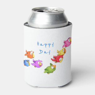 Happy Flying Birds can Cooler - Custom Text Dosenkühler
