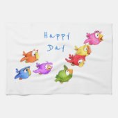 Happy Flying Birds Kitchtuch - Custom Text Geschirrtuch (Horizontal)