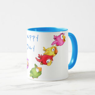 Happy Flying Birds Tasse - Benutzerdefinierter Tex