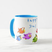 Happy Flying Birds Tasse - Benutzerdefinierter Tex (Vorderseite Links)