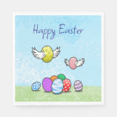 Happy Flying Easter Eggs Serviette (Vorderseite)