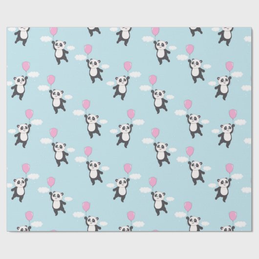 Happy Flying Panda Pattern Geschenkpapier (Flach)