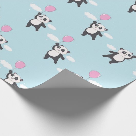 Happy Flying Panda Pattern Geschenkpapier (Ecke)