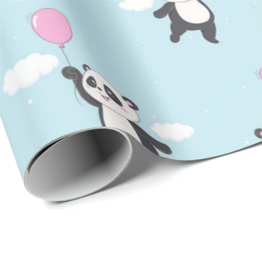 Happy Flying Panda Pattern Geschenkpapier (Rolleneckpunkt)