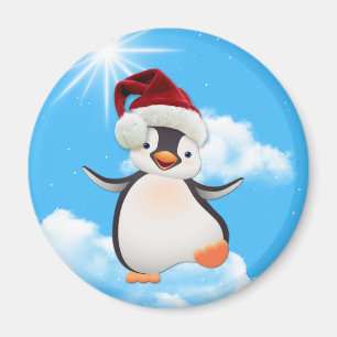 Happy Flying Penguin mit einem Weihnachtsmann Magnet