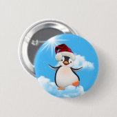 Happy Flying Pinguins & Santa-hat Button (Vorne & Hinten)