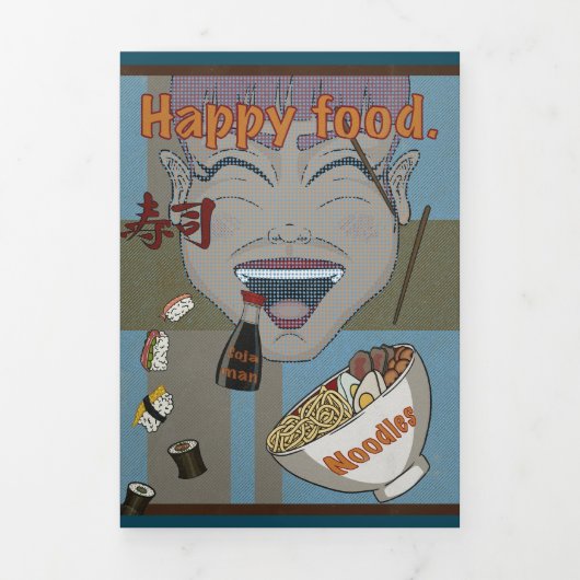 Happy Food Dreifach Gefaltete Einladung (Cover)