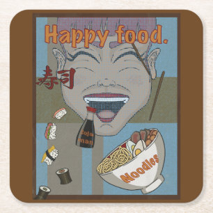 Happy Food Papierunterglasoberglas Rechteckiger Pappuntersetzer