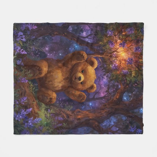 Happy Forest Teddy Bar Art Fleecedecke (Vorderseite (Horizontal))