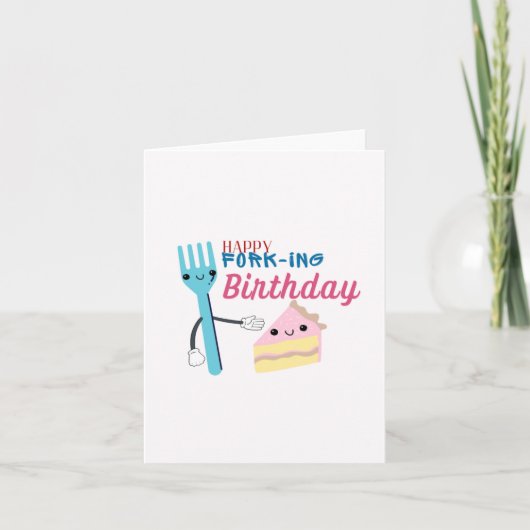 Happy Fork-Ing Puns Birthday Card Karte (Vorderseite)