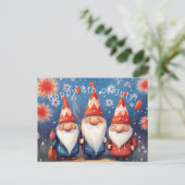 Happy Forth of July Gnomes Postkarte (Stehend Vorderseite)